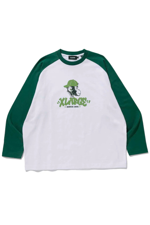 XLARGE TAGGING LOGO RAGLAN L/S TEE XLARGE ラグランロングスリーブTシャツ GREEN 101224011015 正規通販 メンズ レディース