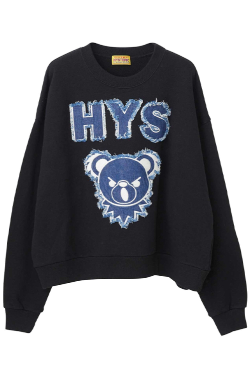 HYSTERIC GLAMOUR ヒステリックグラマー 01231CS04 HYS DEADアップリケ オーバーサイズスウェット BLACK 正規通販 レディース メンズ