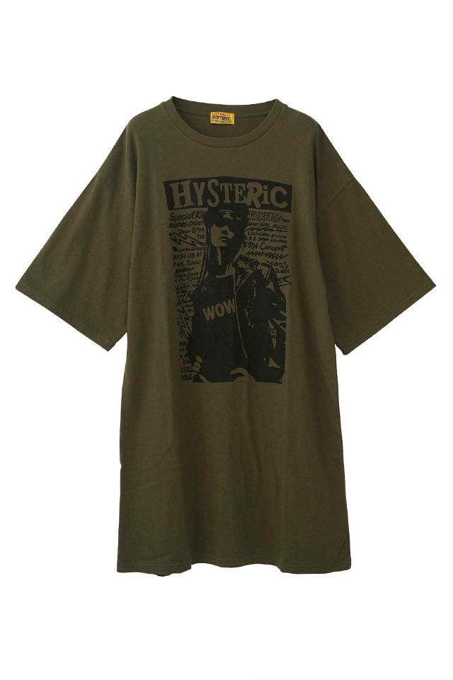 HYSTERIC GLAMOUR ヒステリックグラマー 01253CO01 WOW GIRL ワンピース KHAKI 正規通販 レディース