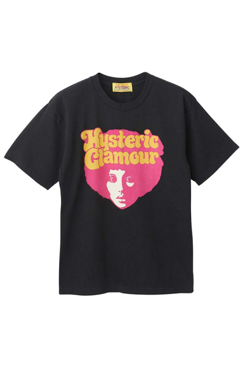 HYSTERIC GLAMOUR ヒステリックグラマー 01232CT01 AFRO GIRL Tシャツ BLACK 正規通販 レディース