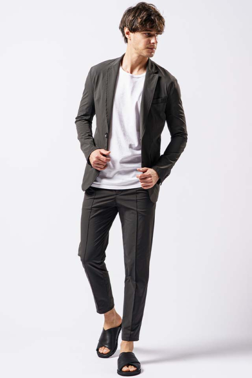 wjk 2038 ny52b re-nylon jacket & pin-tuck slacks セットアップ D.GRAY 正規通販 メンズ
