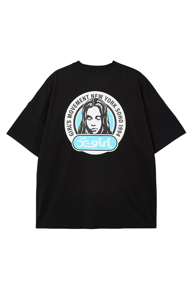 X-girl エックスガール 105262041013 CIRCLE LOGO AND FACE S/S BIG TEE DRESS Tシャツワンピース BLACK 正規通販 レディース