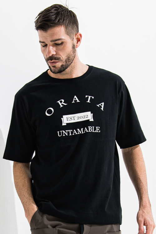 ORATA オラータ OR2-T-001 vintage college crew T プリントTシャツ BLACK 正規通販 メンズ
