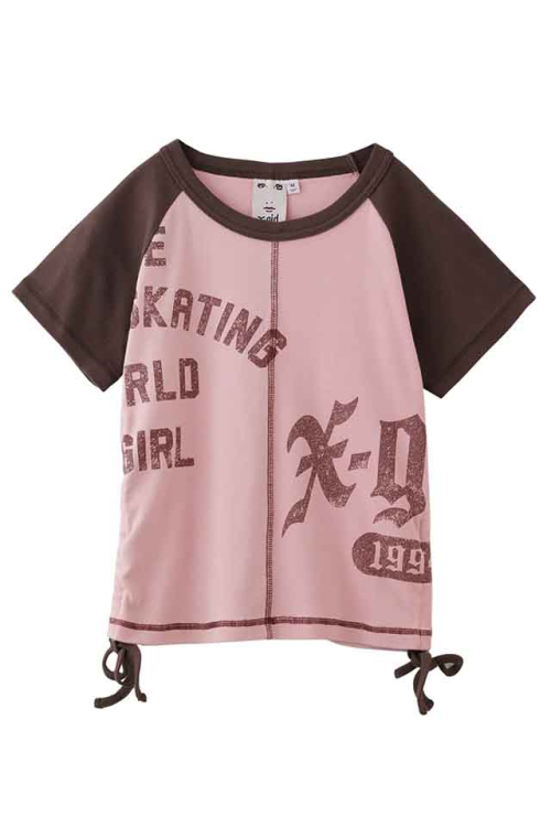 X-girl エックスガール 105252013021 PANELED GRAPHIC RAGLAN BABY TEE ベビーTシャツ PINK 正規通販 レディース