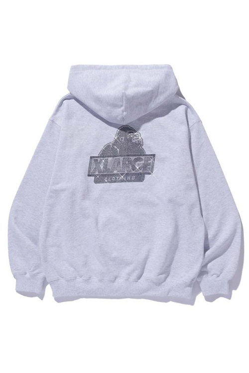 XLARGE エクストララージ 101243012017 RHINESTONE OG ZIP HOODED SWEATSHIRT ジップパーカー ASH 正規通販 メンズ レディース