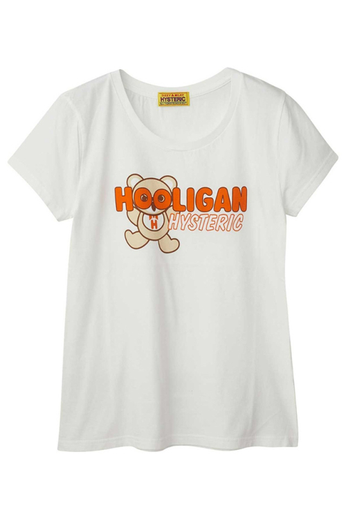 HYSTERIC GLAMOUR ヒステリックグラマー 01232CT02 HOOLIGAN Tシャツ WHITE 正規通販 レディース