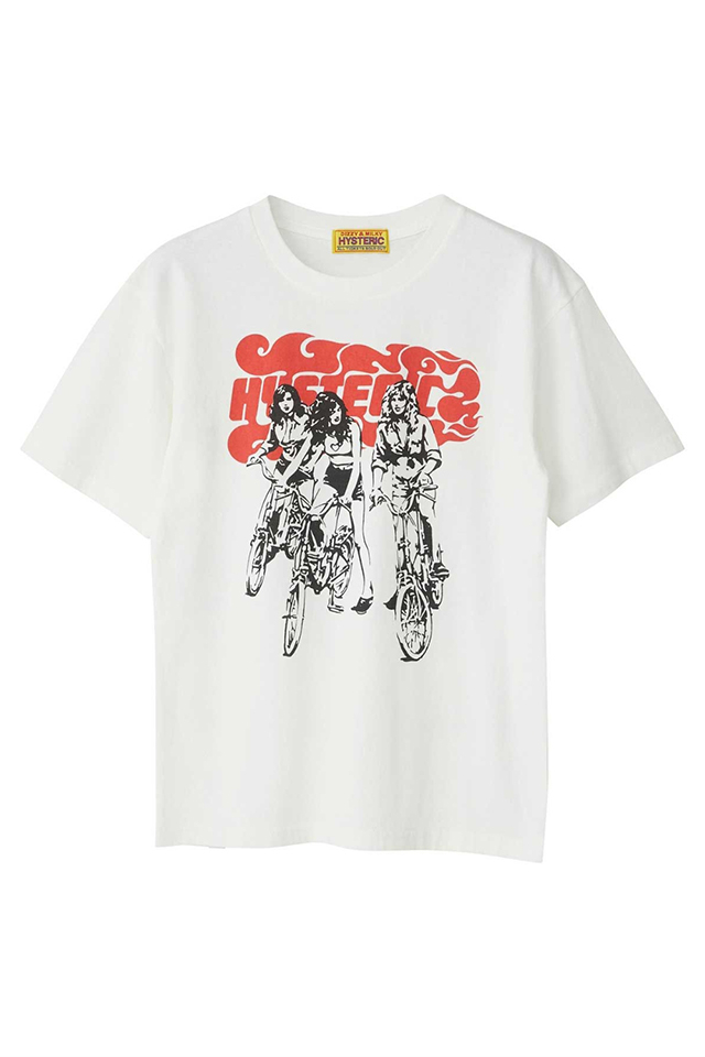 HYSTERIC GLAMOUR ヒステリックグラマー 01251CT24 HIT THE ROAD チビTシャツ WHITE 正規通販 レディース