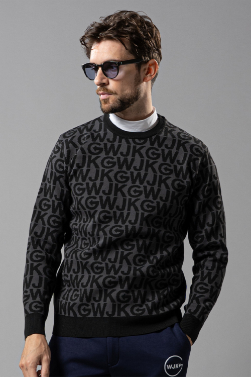 WJKG gf601b knit pullover ニットプルオーバー BLACK × CHACOAL 正規通販 メンズ ゴルフ