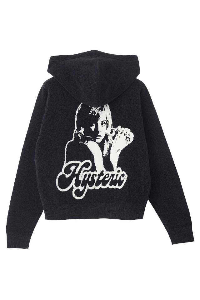 HYSTERIC GLAMOUR ヒステリックグラマー 01261ND01 HYSTERIC GIRL編込 パーカー BLACK 正規通販 レディース