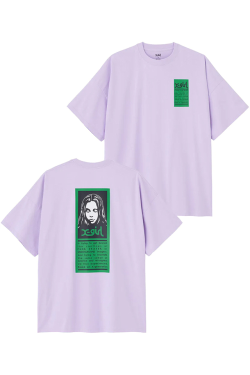 X-girl エックスガール 105232041008 WORDS FACE S/S BIG TEE DRESS X-girl Tシャツワンピース LtPURPLE 正規通販 レディース