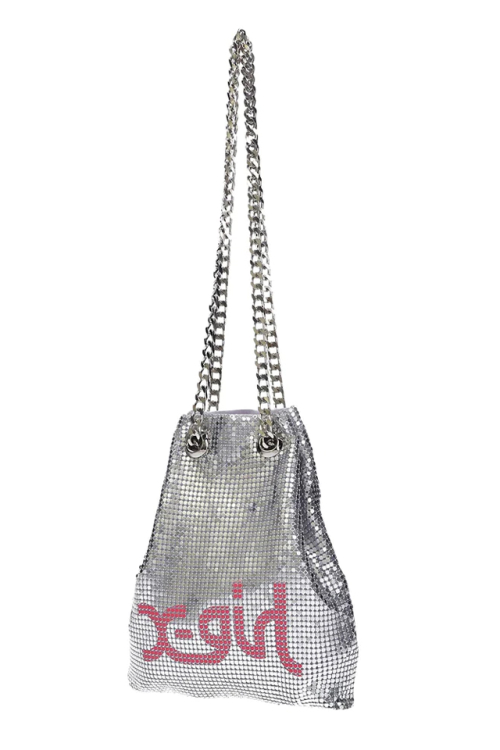 X-girl エックスガール 105232053003 MILLS LOGO METAL MESH BAG X-girl メタルメッシュバッグ SILVER 正規通販 レディース