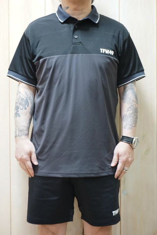 TFW49 ティーエフダブリューフォーティーナイン T102410025 SIDE MESH POLO サイドメッシュポロシャツ BLACK × CHACOAL 正規通販 ゴルフ メンズ