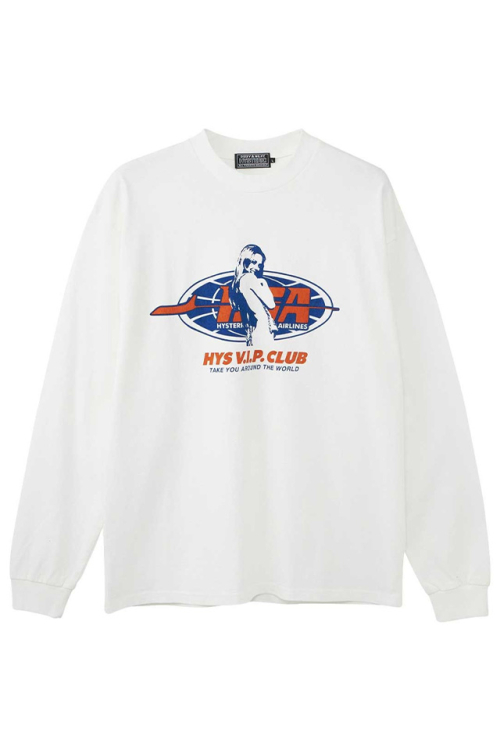 HYSTERIC GLAMOUR ヒステリックグラマー 02233CL10 HYSTERIC AIRLINE Tシャツ WHITE 正規通販 メンズ