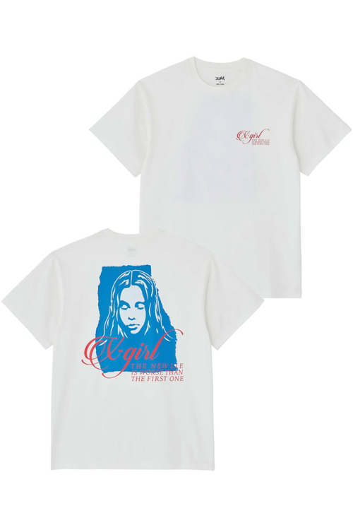 X-girl エックスガール 105232011009 RIPPED FACE LOGO S/S TEE X-girl Tシャツ WHITE 正規通販 レディース