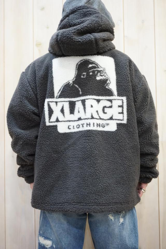 XLARGE 101224021012 BOA FLEECE ZIP-UP JACKET XLARGE ボアフリースジャケット CHACOAL 正規通販 メンズ レディース