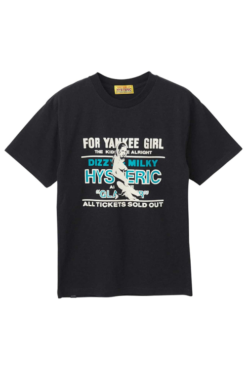 HYSTERIC GLAMOUR ヒステリックグラマー 01231CT01 YANKEE GIRL Tシャツ BLACK 正規通販 レディース