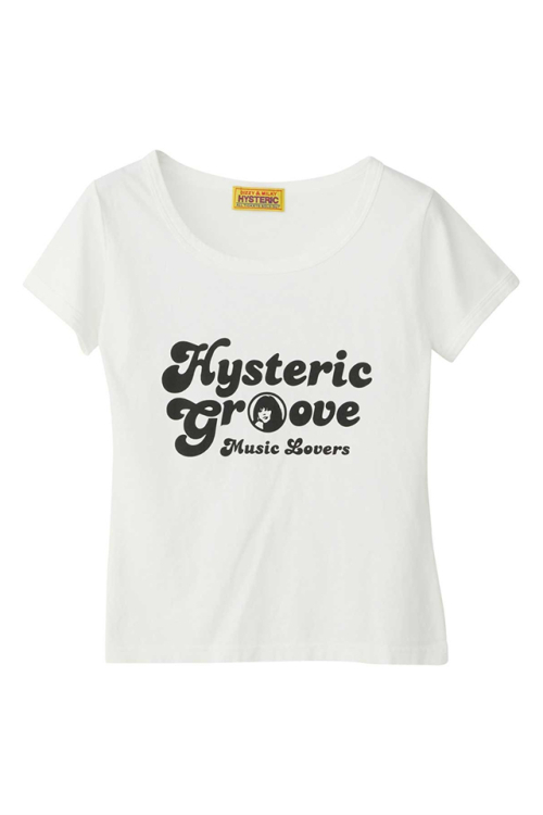 HYSTERIC GLAMOUR ヒステリックグラマー 01241CT01 MUSIC LOVERS チビTシャツ WHITE 正規通販 レディース