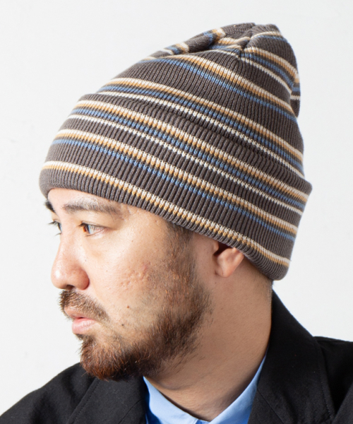 RACAL ラカル RL-22-1241 4Way Multi-border Knit Cap コットンニットキャップ GRAY 正規通販 メンズ