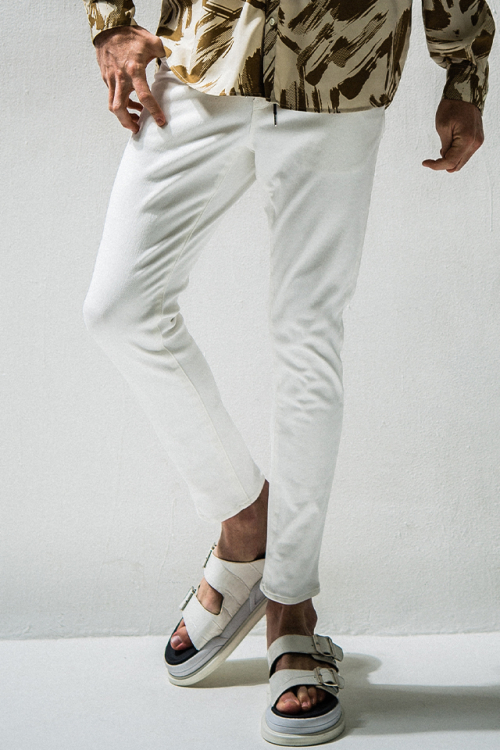 RESOUND CLOTHING  リサウンドクロージング BASIC-ST-020 MICK DENIM JERSEY ミックデニムジャージーンズ WHITE 正規通販 メンズ