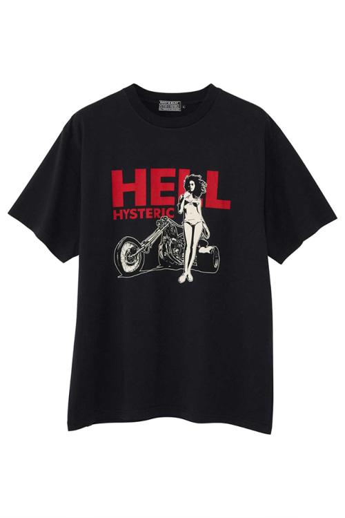 HYSTERIC GLAMOUR ヒステリックグラマー 02251CT28 HELL HYSTERIC Tシャツ BLACK 正規通販 メンズ