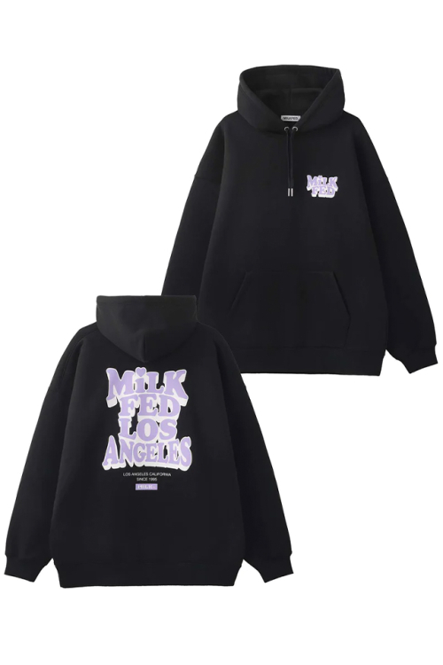 MILKFED. ミルクフェド 103233012026 3D LOGO SWEAT HOODIE MILKFED. パーカー BLACK 正規通販 レディース