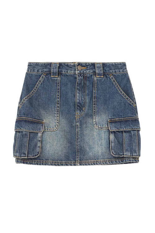 X-girl エックスガール 105252032004 CARGO POCKET DENIM MINI SKIRT カーゴポケットデニムミニスカート INDIGO 正規通販 レディース
