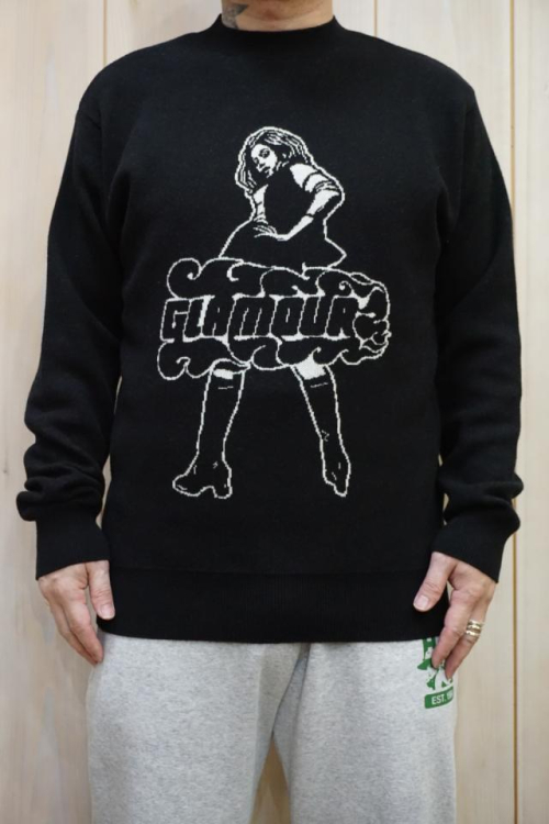 HYSTERIC GLAMOUR 02223NS10 VIXEN GIRLジャカード セーター BLACK 正規通販 メンズ