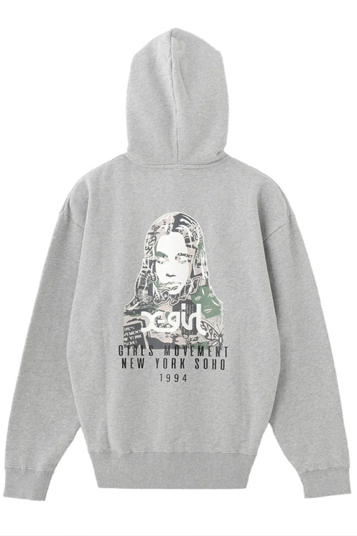 X-girl エックスガール 105254012031 COLLAGE CAMO FACE ZIP UP SWEAT HOODIE ジップパーカー ASH 正規通販 レディース