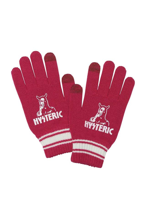 HYSTERIC GLAMOUR ヒステリックグラマー 02253QG03 SPEAK NO EVIL ニットグローブ PINK 正規通販 メンズ レディース