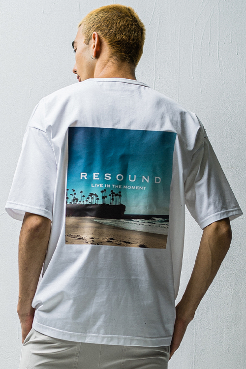 RESOUND CLOTHING リサウンドクロージング RC27-T-002 BEACH LOOSE TEE バックプリントルーズTシャツ WHITE 正規通販 メンズ