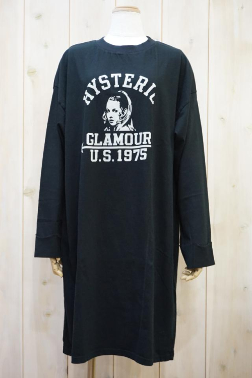 HYSTERIC GLAMOUR ヒステリックグラマー 01223CO03 INVERT LOGO ワンピース BLACK 正規通販 レディース