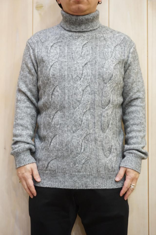 junhashimoto ジュンハシモト 1092220007 CABLE TURTLE NECK KNIT ケーブルタートルネックニット GRAY 正規通販 メンズ