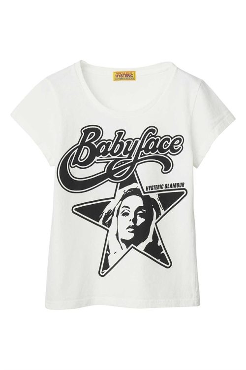 HYSTERIC GLAMOUR ヒステリックグラマー 01263CT01 HYSTERIC BABYFACE STAR Tシャツ WHITE 正規通販 レディース