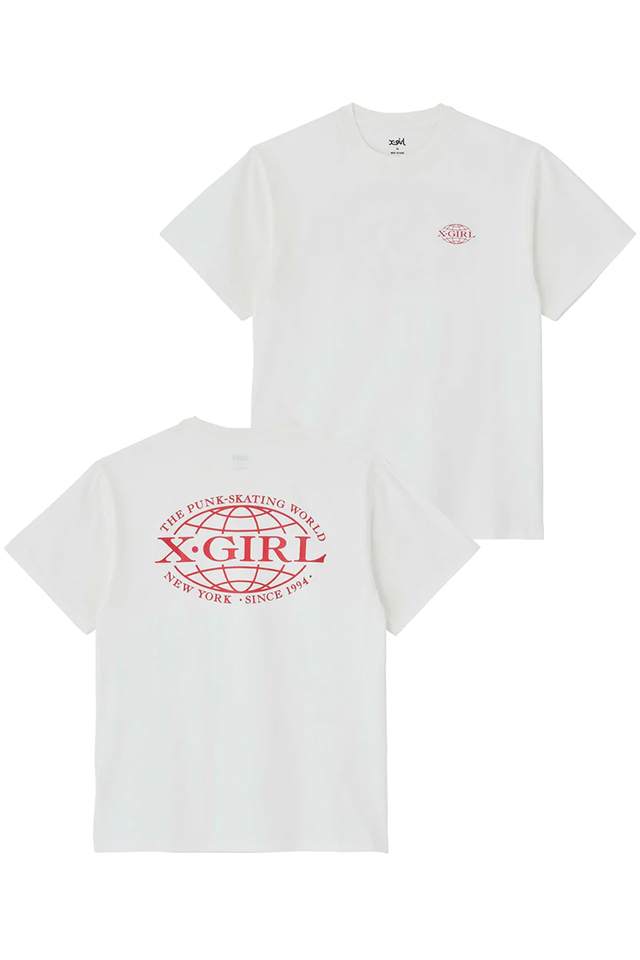 X-girl エックスガール 105232011016 X-GIRL WORLD LOGO S/S TEE Tシャツ WHITE 正規通販 レディース