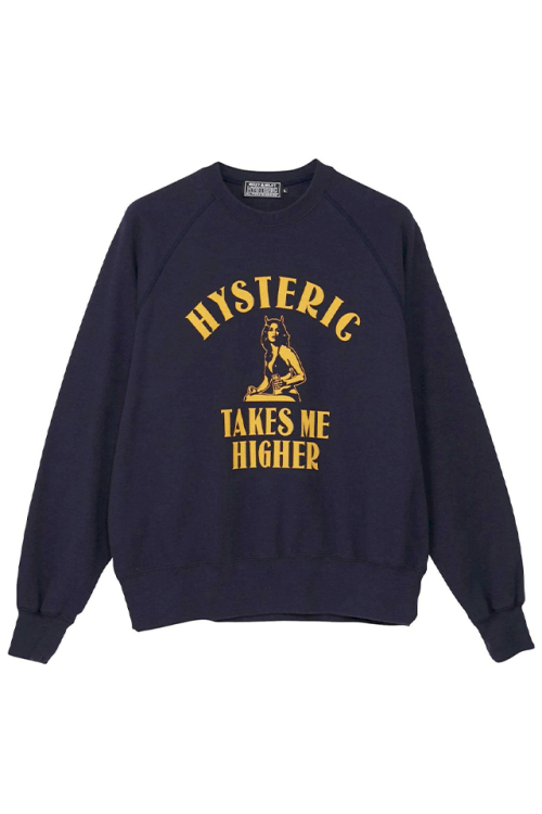 HYSTERIC GLAMOUR 02223CS13 TAKES ME HIGHER スウェット NAVY 正規通販 メンズ