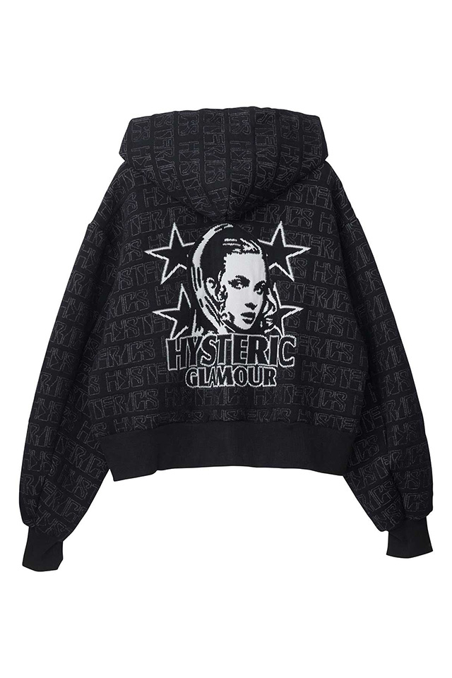 HYSTERIC GLAMOUR ヒステリックグラマー 01263CF02 HYSTERIC DELIGHT ショート丈パーカー BLACK 正規通販 レディース