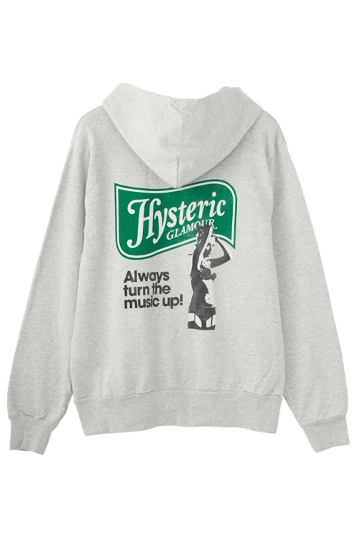 HYSTERIC GLAMOUR ヒステリックグラマー 02233CF01 MUSIC UP パーカー TOP GRAY 正規通販 メンズ