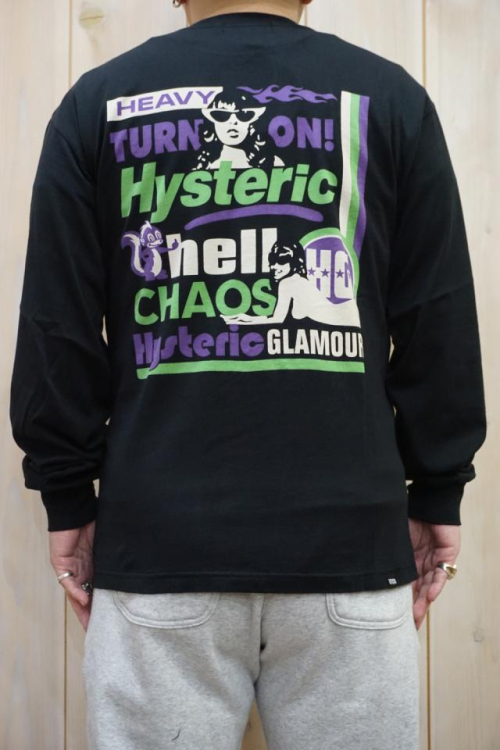 HYSTERIC GLAMOUR 02223CL17 CHAOS Tシャツ BLACK 正規通販 メンズ