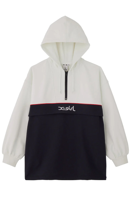 X-girl エックスガール 105233041006 BICOLOR ANORAK SWEAT DRESS X-girl スウェットワンピース WHITE 正規通販 レディース