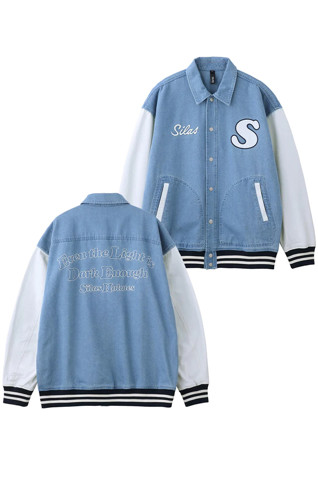 SILAS サイラス 110231021004 DENIM VARSITY JACKET SILAS バーシティジャケット LtINDIGO 正規通販 メンズ