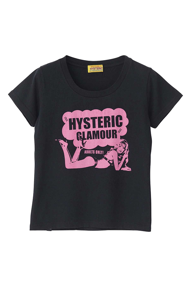 HYSTERIC GLAMOUR ヒステリックグラマー 01261CT22 HYSTERIC CLUB チビTシャツ BLACK 正規通販 レディース