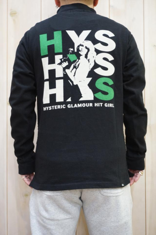 HYSTERIC GLAMOUR 02223CL11 HIT GIRL モックネックTシャツ BLACK 正規通販 メンズ