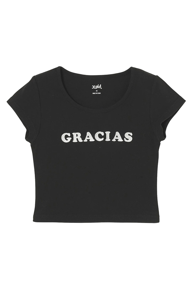 X-girl エックスガール 105241011015 GRACIAS S/S BABY TEE X-girl ベビーTシャツ BLACK 正規通販 レディース