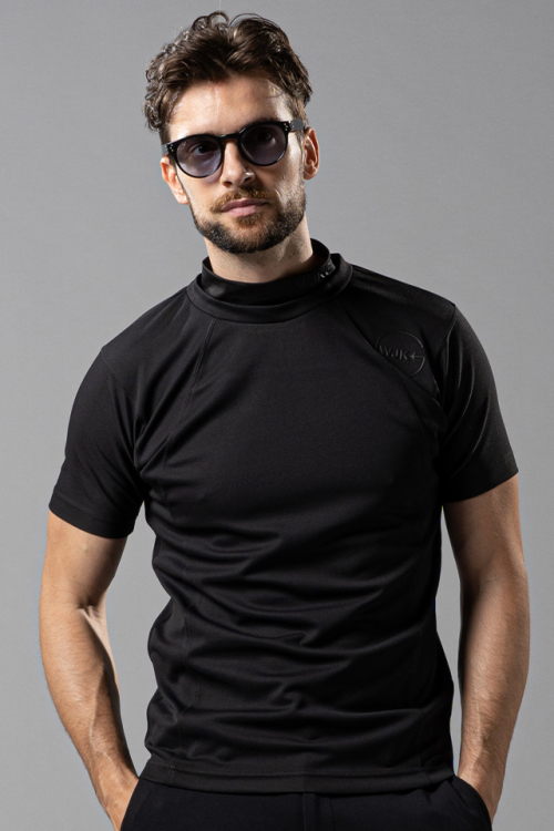 WJKG gf706b back logo switching mock neck T モックネックT BLACK × BLACK 正規通販 メンズ ゴルフ