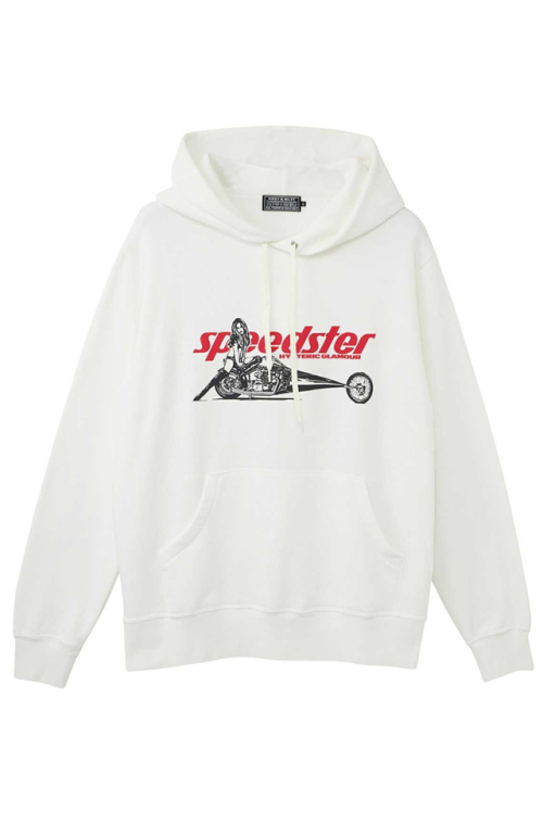 HYSTERIC GLAMOUR ヒステリックグラマー 02233CF04 SPEEDSTER パーカー WHITE 正規通販 メンズ