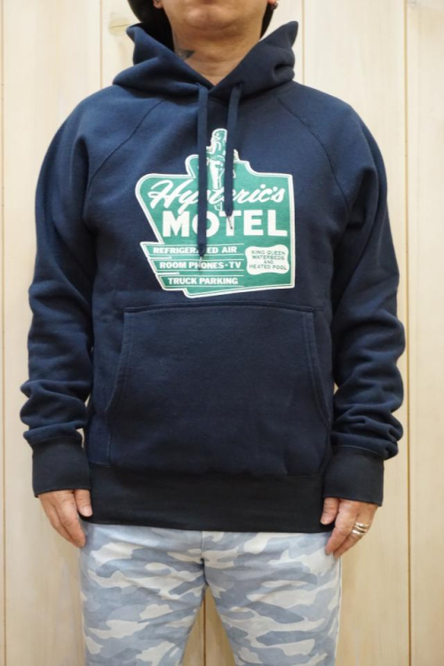 HYSTERIC GLAMOUR 02223CF04 HYSTERIC’S MOTEL パーカー NAVY 正規通販 メンズ