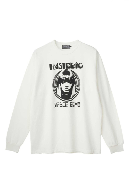 HYSTERIC GLAMOUR ヒステリックグラマー 02263CL06 SPACE ECHO Tシャツ WHITE 正規通販 メンズ