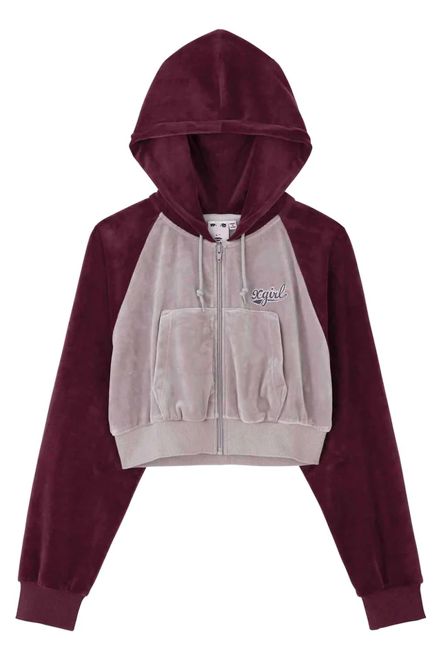 X-girl エックスガール 05233012005 VELOUR COMPACT ZIP UP HOODIE X-girl ジップパーカー GRAY 正規通販 レディース