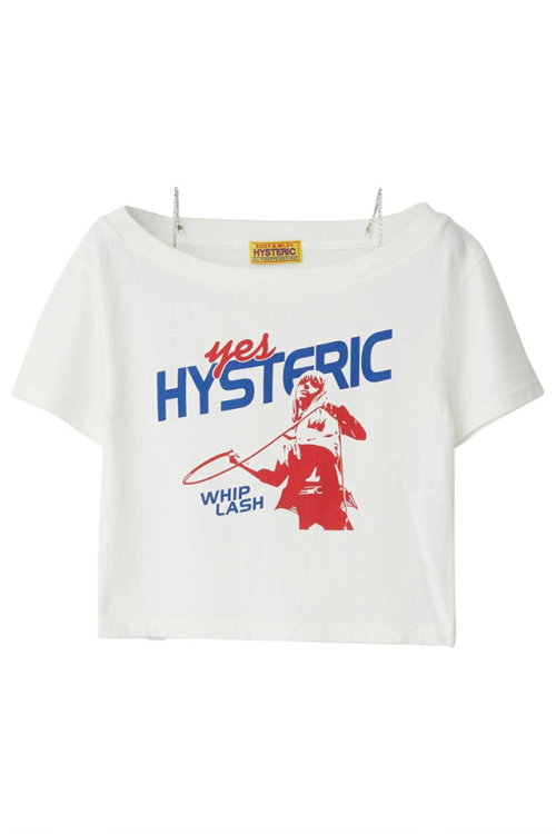 HYSTERIC GLAMOUR ヒステリックグラマー 01251CT21 WHIP LASH ショート丈Tシャツ WHITE 正規通販 レディース