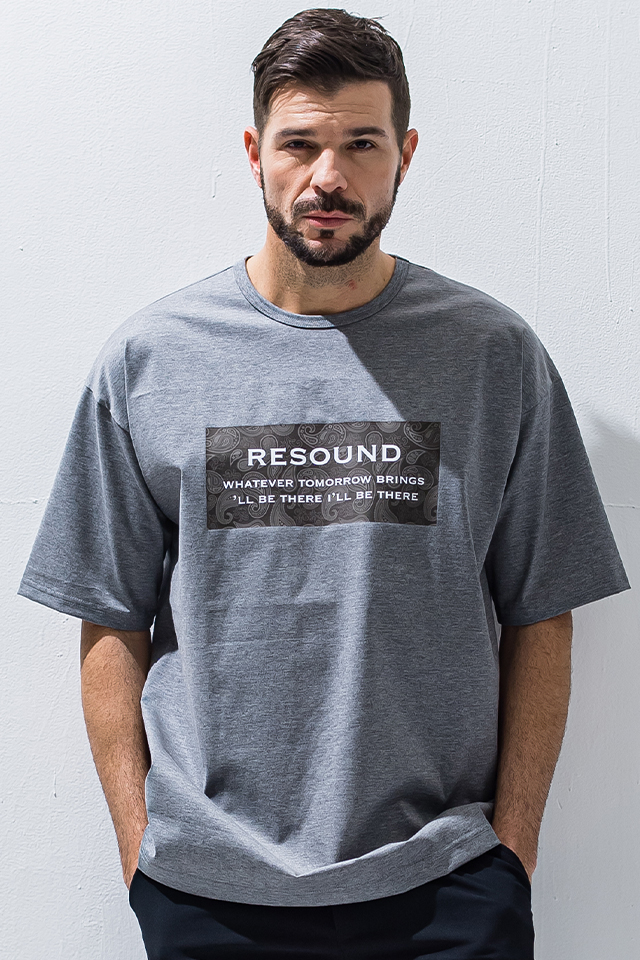 RESOUND CLOTHING リサウンドクロージング RC28-T-003 BANDANA BOX ROGO OVER TEE オーバーTシャツ GRAY 正規通販 メンズ